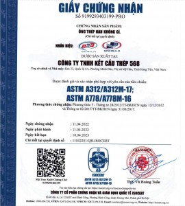 Inox Nam Phát đạt chứng nhận ASTM - A778, ASTM - A312 ống công nghiệp Inox