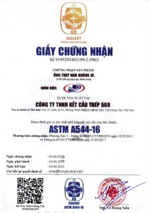 Inox Nam Phát đạt chứng nhận STM A544-16 ống thép hàn không gỉ
